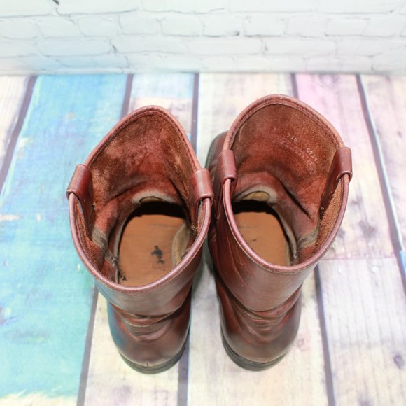 Mason Brown Leather Western Cowboy Roper Work Ranch Vibram Boots Size 10 B - Picture 6 of 9